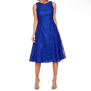 Danny & Nicole Blue Sleeveless A-Line Midi Dress Size 4